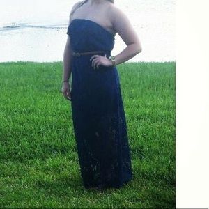 Blue lace maxi dress